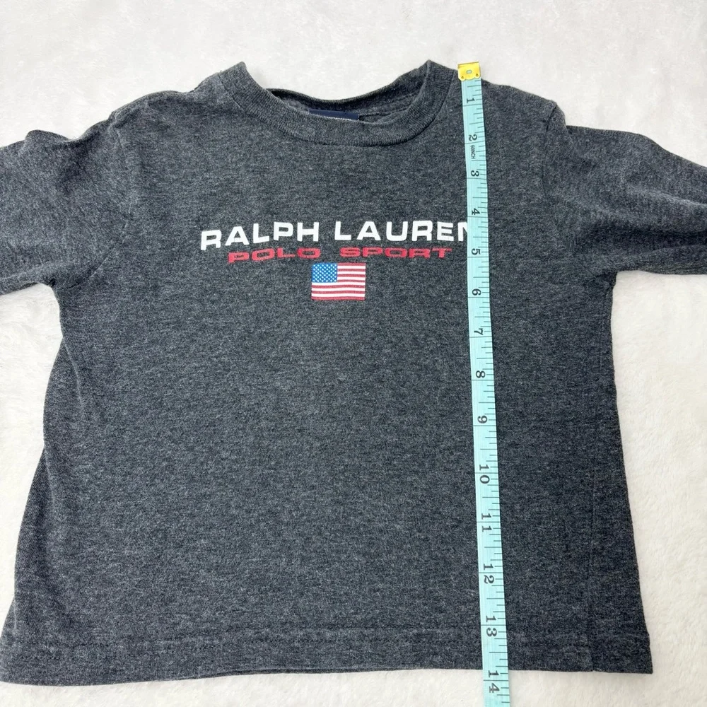 Ralph Lauren Kids Charcoal Long Sleeve USA  Flag Tee Size 2T‎